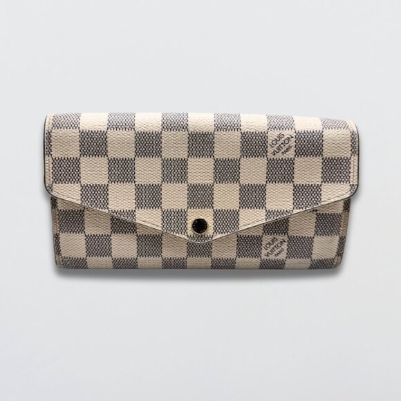 Louis Vuitton Wallet Sarah Damier Azur RM Wallet Grained Cowhide-Leather Beige - Picture 1 of 16